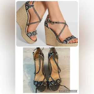 Tabitha Simmons Polkadot Wedge Shoes Size 9 Strappy Espadrilles