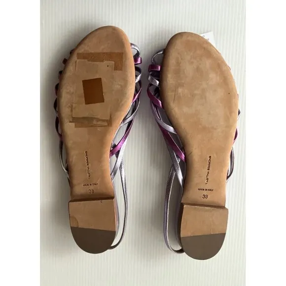 Tabitha Simmons Purple Strappy Leather Slingback Sandals, Sz 8 (US) 38 (EU) NEW!