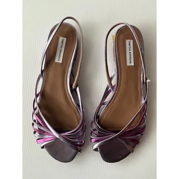 Tabitha Simmons Purple Strappy Leather Slingback Sandals, Sz 8 (US) 38 (EU) NEW!