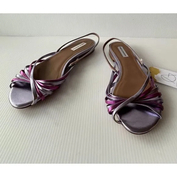 Tabitha Simmons Purple Strappy Leather Slingback Sandals, Sz 8 (US) 38 (EU) NEW!