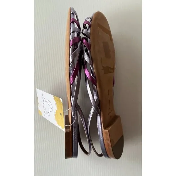 Tabitha Simmons Purple Strappy Leather Slingback Sandals, Sz 8 (US) 38 (EU) NEW!