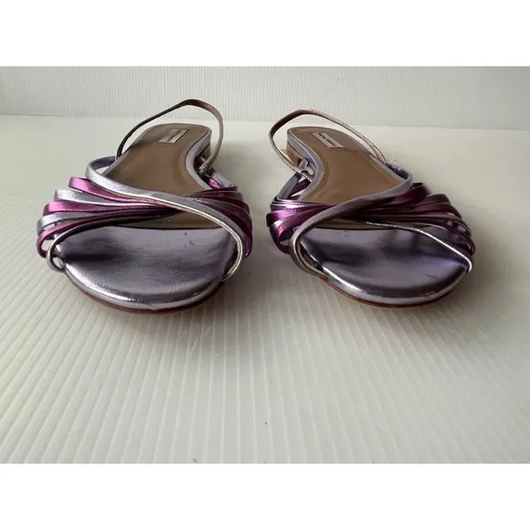 Tabitha Simmons Purple Strappy Leather Slingback Sandals, Sz 8 (US) 38 (EU) NEW!