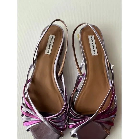 Tabitha Simmons Purple Strappy Leather Slingback Sandals, Sz 8 (US) 38 (EU) NEW!