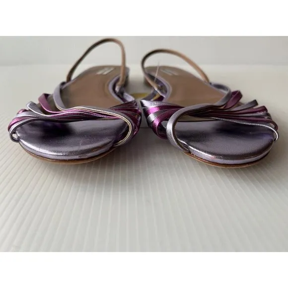 Tabitha Simmons Purple Strappy Leather Slingback Sandals, Sz 9 (US) 39 (EU) NEW!