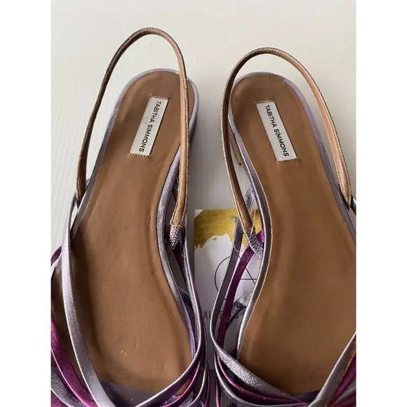 Tabitha Simmons Purple Strappy Leather Slingback Sandals, Sz 9 (US) 39 (EU) NEW!