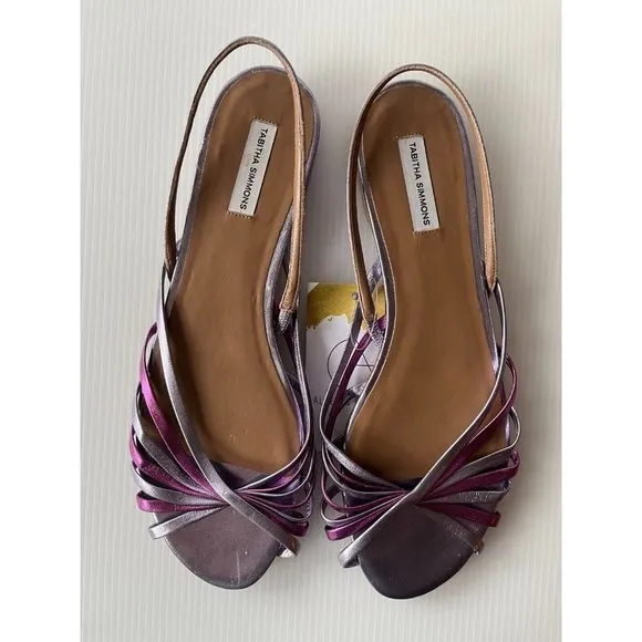 Tabitha Simmons Purple Strappy Leather Slingback Sandals, Sz 9 (US) 39 (EU) NEW!