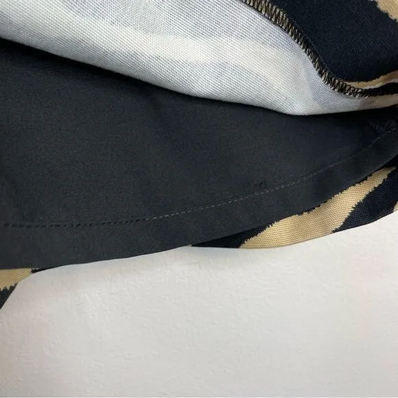 Talbots Tiger Zebra Animal Print Canvas A Line Skirt Black Tan Neutral 12 new