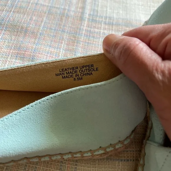 Talbots Women’s Hadley Chained Suede Espadrilles Size 8.5 Platform Mint Green