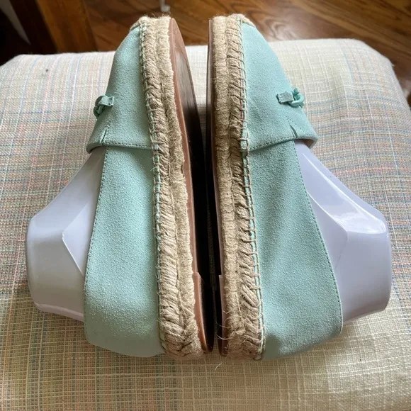 Talbots Women’s Hadley Chained Suede Espadrilles Size 8.5 Platform Mint Green