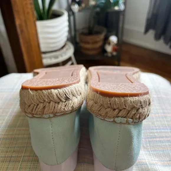 Talbots Women’s Hadley Chained Suede Espadrilles Size 8.5 Platform Mint Green