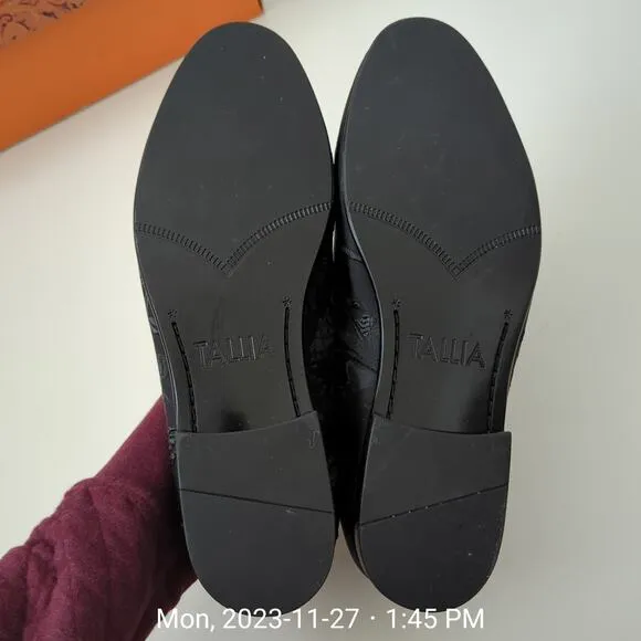 Tallia Men's Enrico Embossed Satin Smoking Slippers Black Loafers Size 8.5