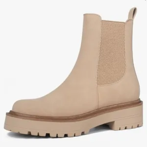 Tan Chunky Ankle Boots with Rugged Sole