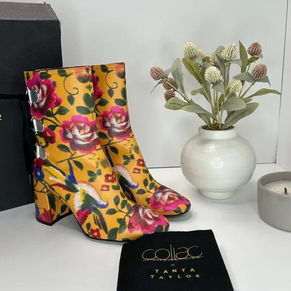 Tanya Taylor X Coliac Kimono Printed Marta Floral Boots Marig Women 38/7.5 NWB