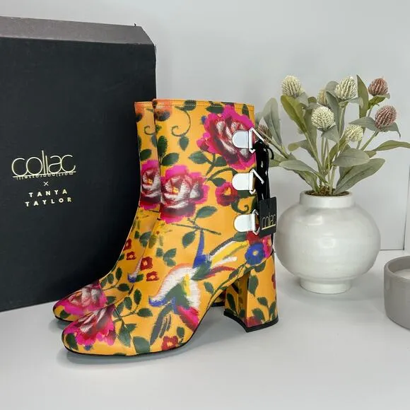 Tanya Taylor X Coliac Kimono Printed Marta Floral Boots Marig Women 38/7.5 NWB