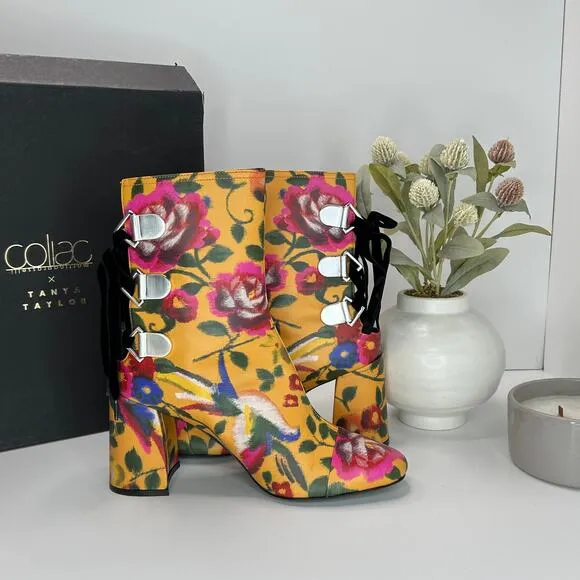 Tanya Taylor X Coliac Kimono Printed Marta Floral Boots Marig Women 38/7.5 NWB
