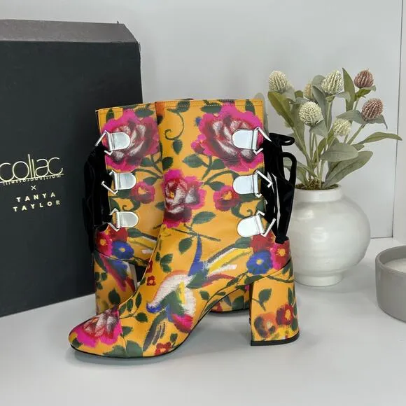 Tanya Taylor X Coliac Kimono Printed Marta Floral Boots Marig Women 38/7.5 NWB