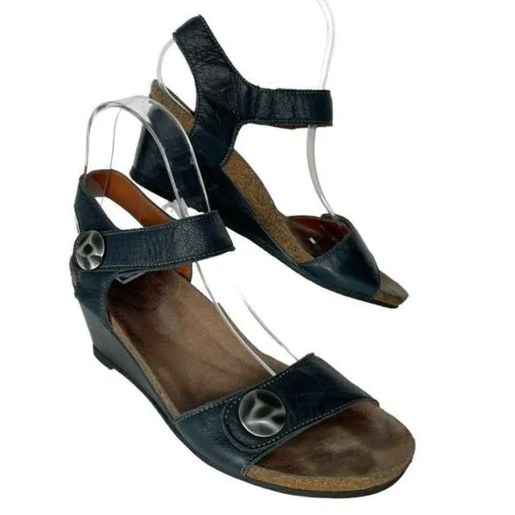Taos Carousel 3 Patent Leather Casual Open Toe Wedge Sandals Black Brown 39