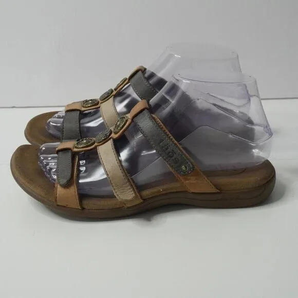 TAOS Size 7 PRIZE 4 Three Strap Slide Sandals Shoes Leather Comfort Boho