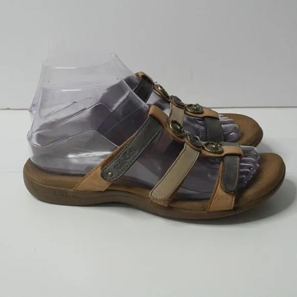 TAOS Size 7 PRIZE 4 Three Strap Slide Sandals Shoes Leather Comfort Boho