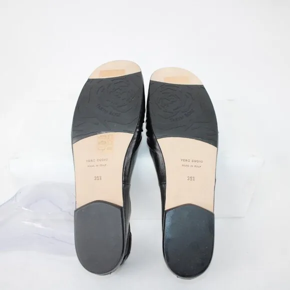 Taryn Rose $400 Bijou Nappa Sz 39.5 Black Strappy Leather Flats