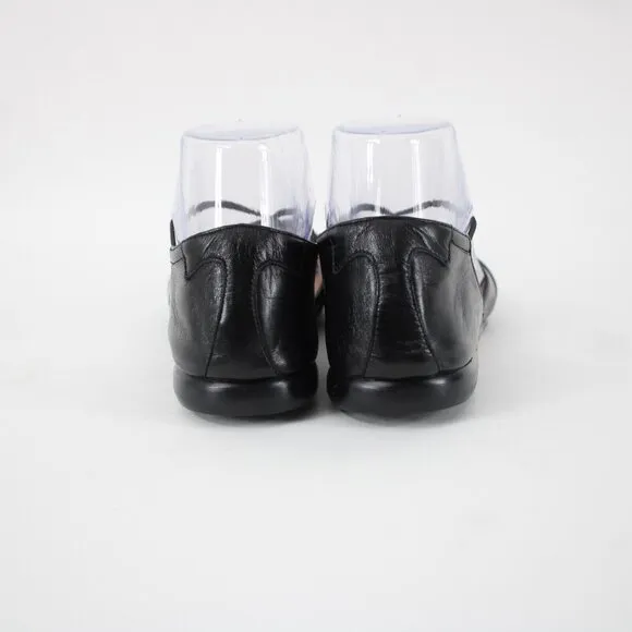 Taryn Rose $400 Bijou Nappa Sz 39.5 Black Strappy Leather Flats