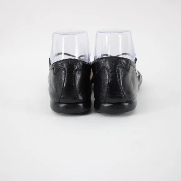 Taryn Rose $400 Bijou Nappa Sz 39.5 Black Strappy Leather Flats