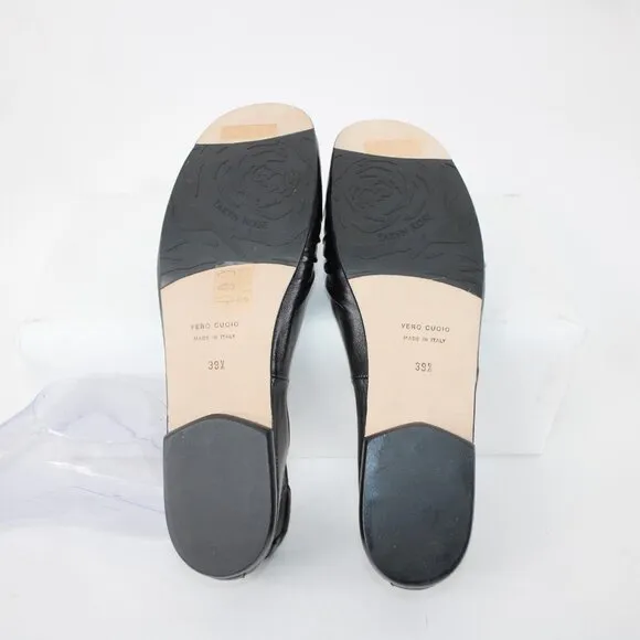 Taryn Rose $400 Bijou Nappa Sz 39.5 Black Strappy Leather Flats