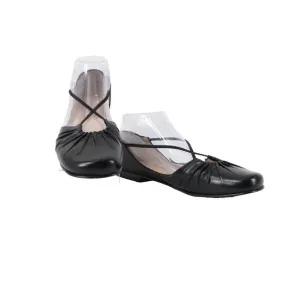 Taryn Rose $400 Bijou Nappa Sz 39.5 Black Strappy Leather Flats