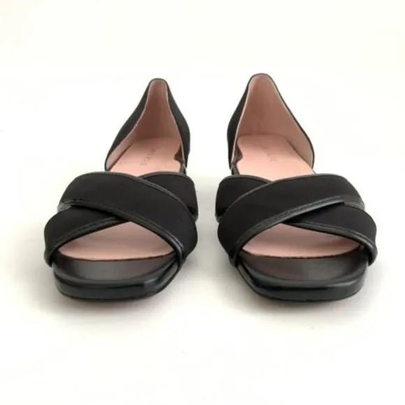 Taryn Rose Sandals Women Size 8M Black Kaida Crisscross Demi-Wedge Open-toe