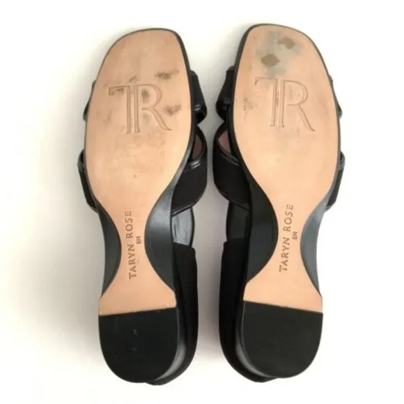 Taryn Rose Sandals Women Size 8M Black Kaida Crisscross Demi-Wedge Open-toe