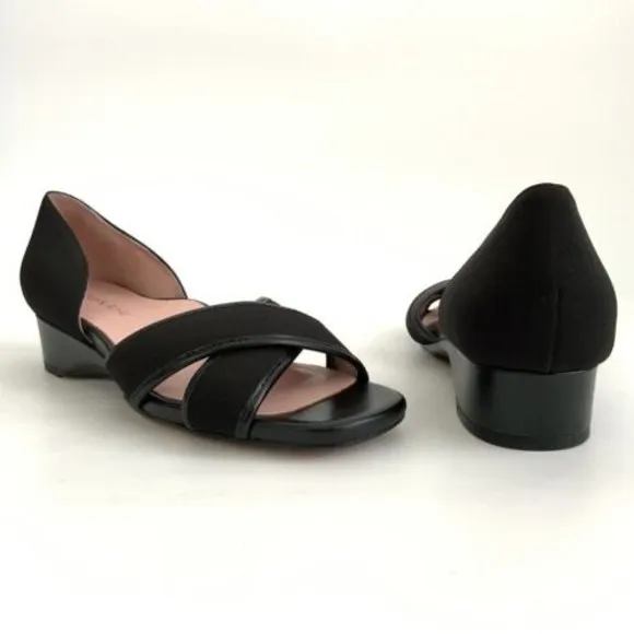 Taryn Rose Sandals Women Size 8M Black Kaida Crisscross Demi-Wedge Open-toe