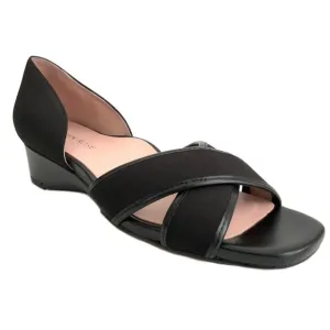 Taryn Rose Sandals Women Size 8M Black Kaida Crisscross Demi-Wedge Open-toe