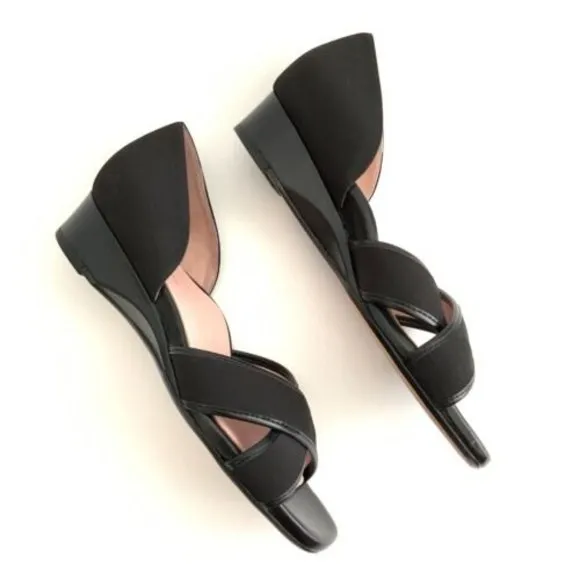Taryn Rose Sandals Women Size 8M Black Kaida Crisscross Demi-Wedge Open-toe
