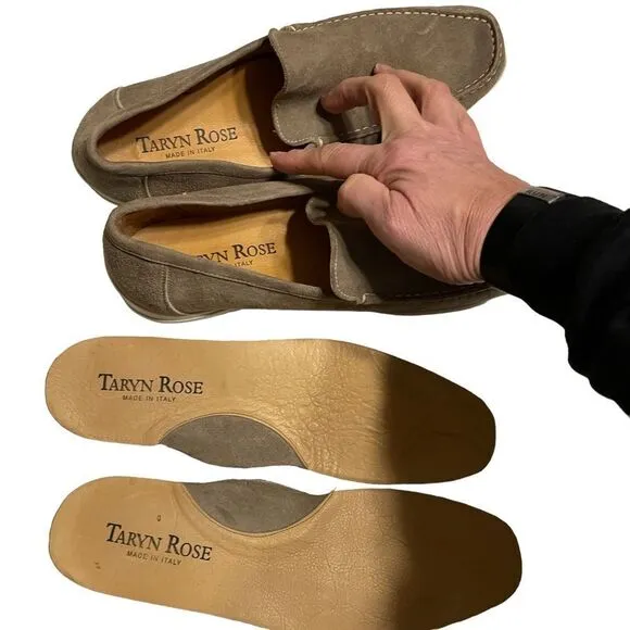 Taryn Rose Taupe Nubuck Suede Driving Loafers size 43.5 or 10.5 Men’s