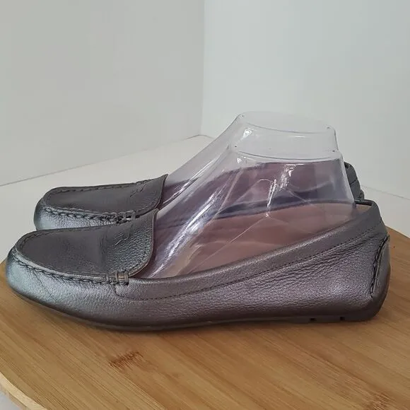 Taryn Rose Pebbled Leather Karen Driving Loafers Women's Size 7 Pewter