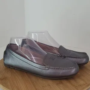 Taryn Rose Pebbled Leather Karen Driving Loafers Women's Size 7 Pewter