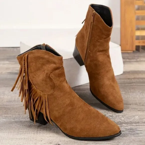 Tassel western ankle boot sz 7