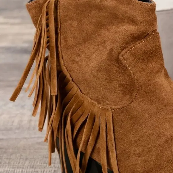 Tassel western ankle boot sz 7