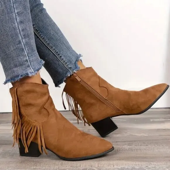 Tassel western ankle boot sz 7