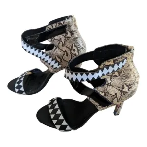 Taylor Says Rio Zip Back Snakeskin High Heel Sandals Size 9