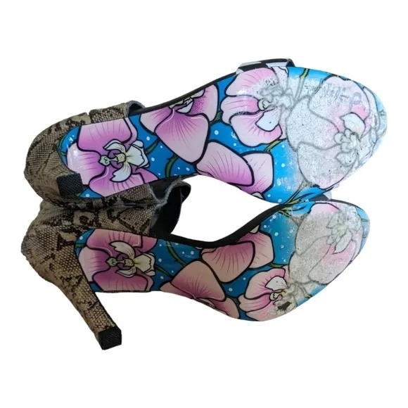 Taylor Says Rio Zip Back Snakeskin High Heel Sandals Size 9