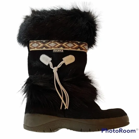 Técnica Mid-Calf Pony-hair Boots in Black Size 7.5
