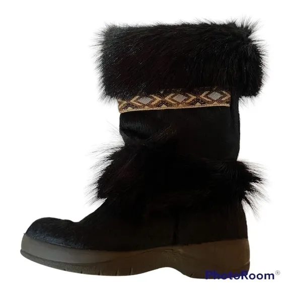 Técnica Mid-Calf Pony-hair Boots in Black Size 7.5