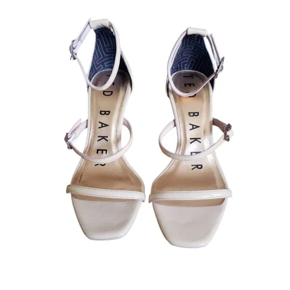 Ted Baker London Patent Nude Ankle Strap Open Toe Sandal Heels Size 7 EUR 37