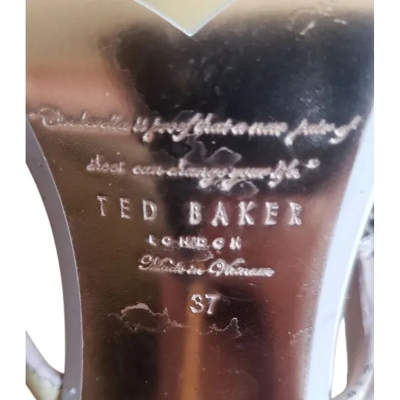 Ted Baker London Patent Nude Ankle Strap Open Toe Sandal Heels Size 7 EUR 37