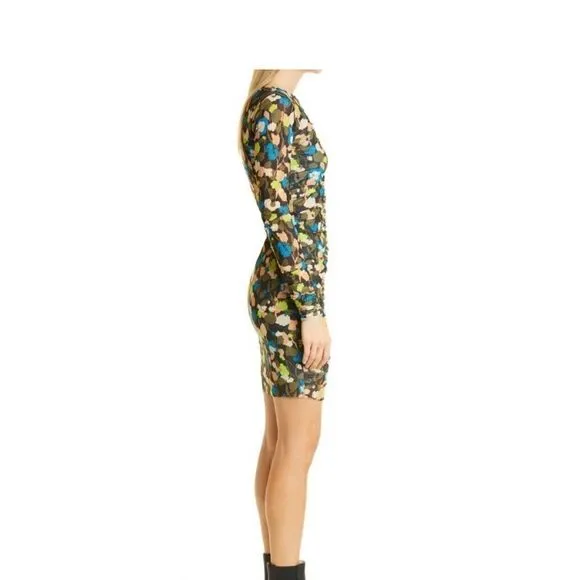 TED BAKER NWT Tina Ruched Front Long Sleeve Minidress Colorful Size 8-10
