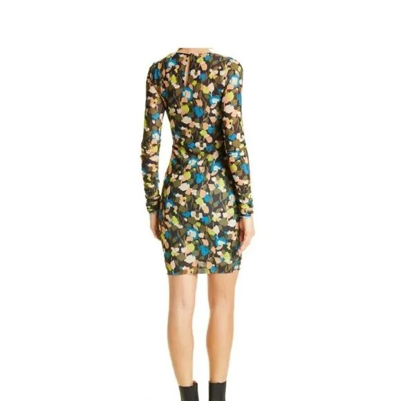 TED BAKER NWT Tina Ruched Front Long Sleeve Minidress Colorful Size 8-10