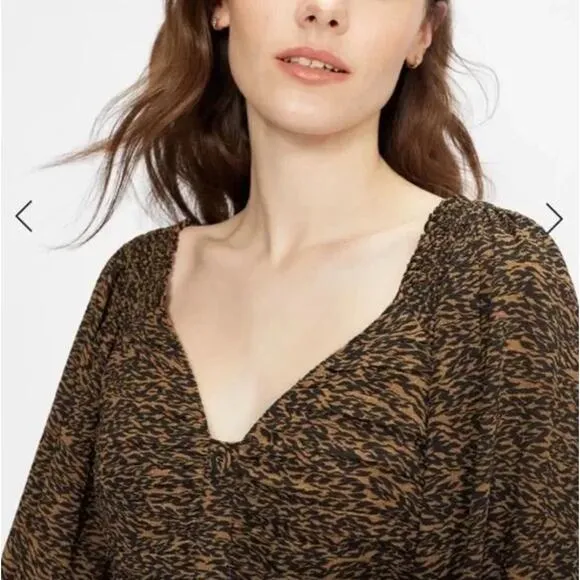 TED BAKER Wyatte Ruched Balloon Sleeve Mini Dress Tiger Animal Print {O52}