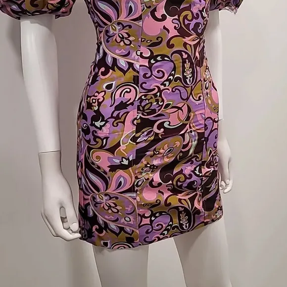 TED BAKER Flickl – Short Sleeve Printed Mini Dress Blk Pink