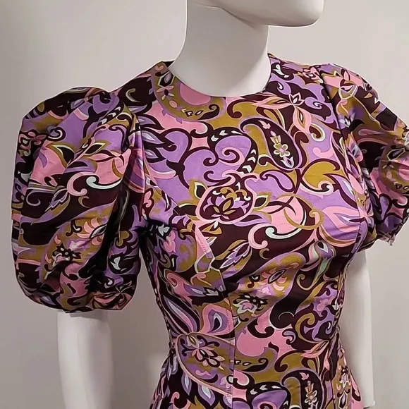 TED BAKER Flickl – Short Sleeve Printed Mini Dress Blk Pink